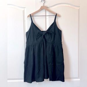 Fit & Flare Tie Front Linen Blend Dress